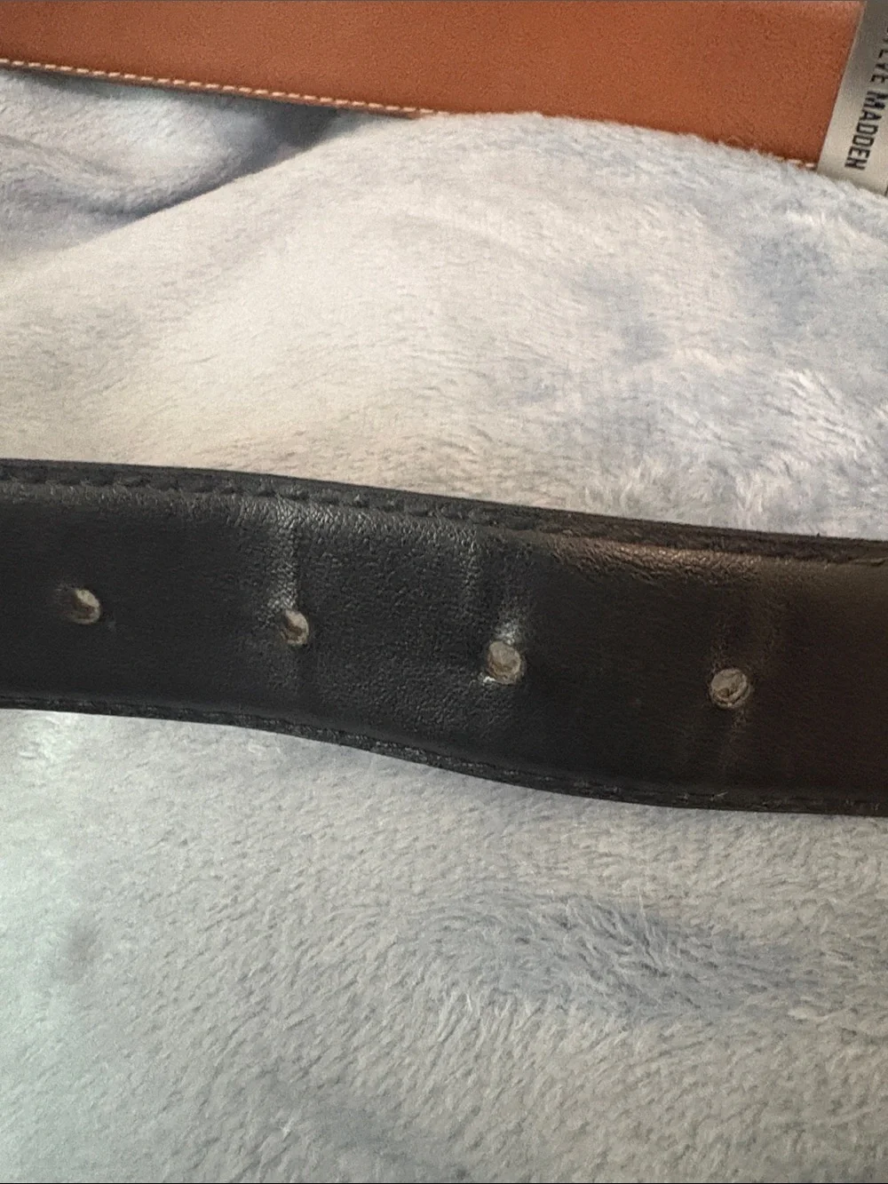 Steve Madden Reversible Black and Brown Leather Belt with Silver Buckle